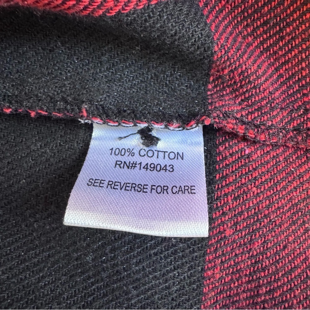 Reccess Red and Black Plaid Hoodie Shirt 100% Cotton Men’s Size Medium - Picture 8 of 9